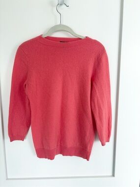 Talbots 100% Pure Cashmere Coral Pink 3/4 Sleeve Crewneck Sweater- medium
